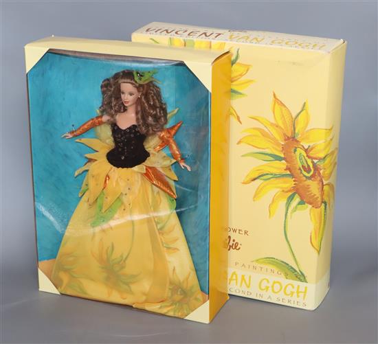 Five Barbie dolls including Sunflowers, Spa Get Away, A Refrigerator and Evening Sophisticate